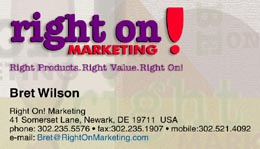 Right On Marketing Card